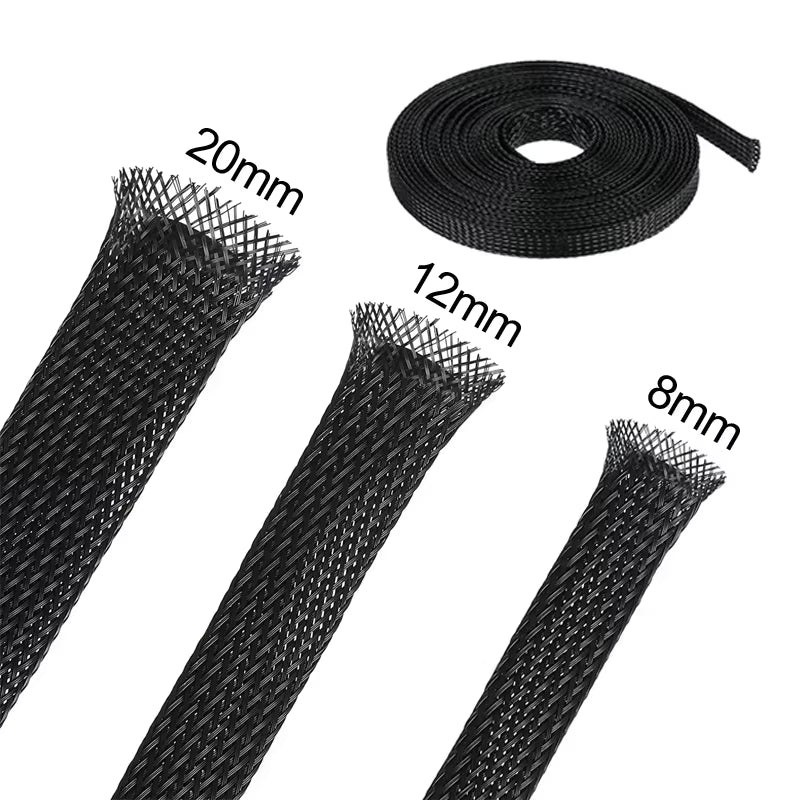 3M 9.85ft Expandable Braided Sleeving - Flexible Wire Mesh Sleeve in Black for Protection of TV, Audio, and PC Cords from Pet Chewing