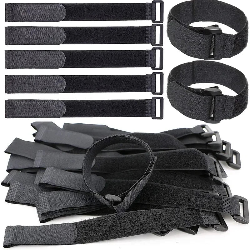 Adjustable Reusable Hook and Loop Cinch Straps for Efficient Cable Management - Available in Packs of 5 or 10