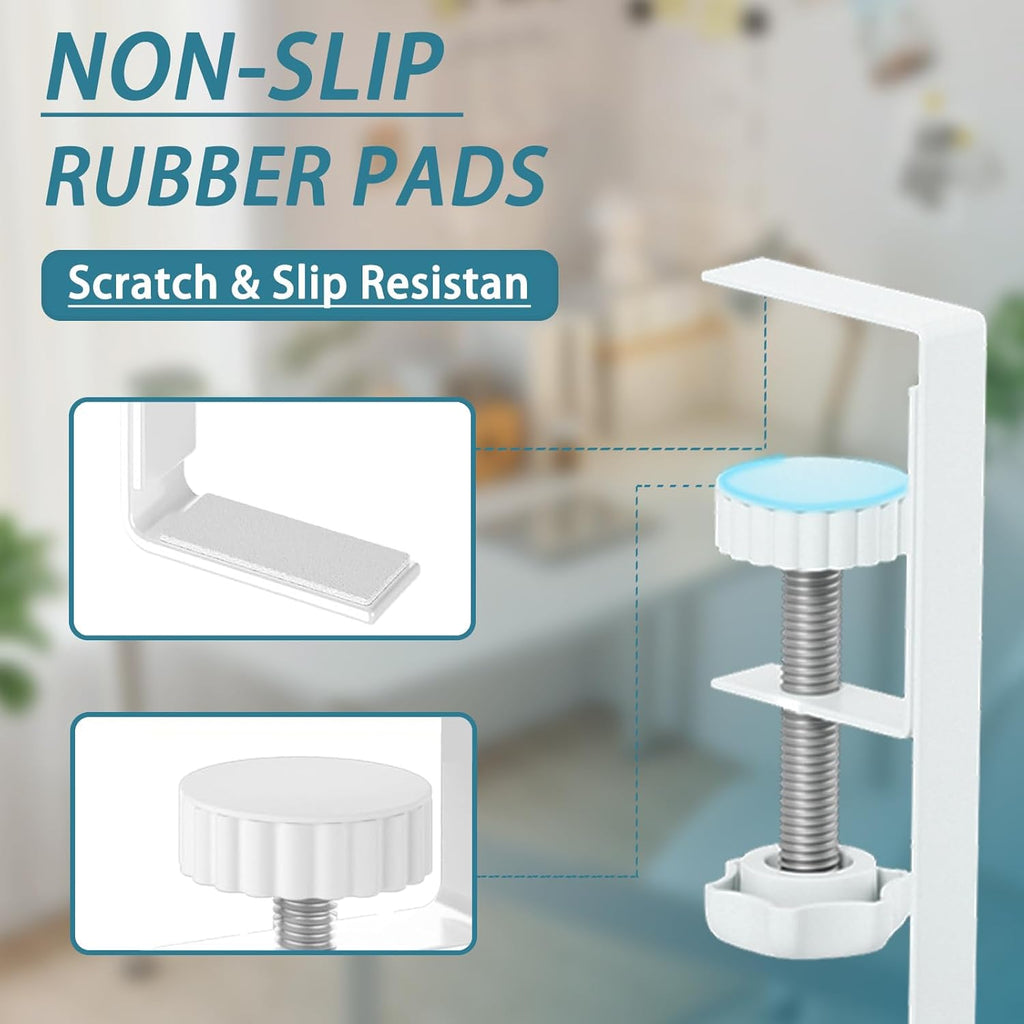 Under Desk Cable Management Tray - No-Drill Mesh Wire Organizer and Cable Management Rack (White)