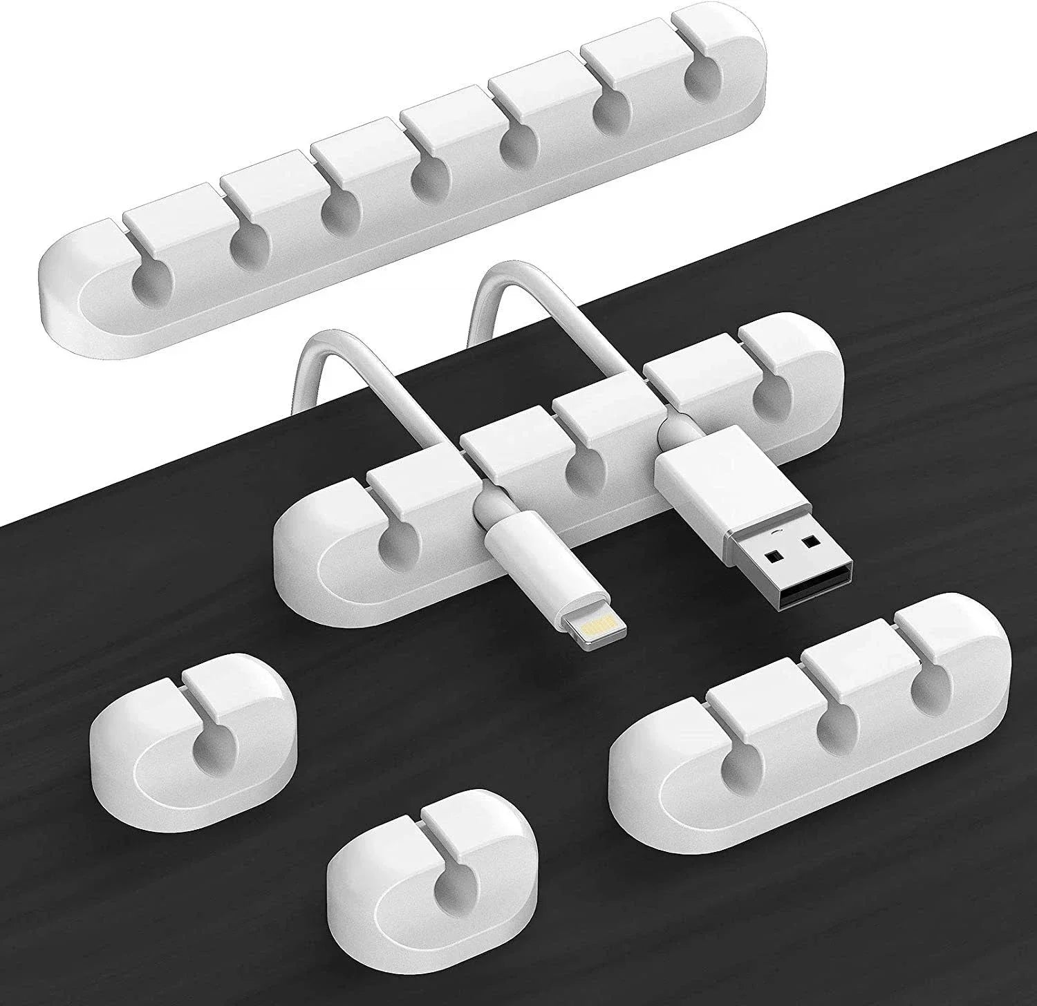 Silicone USB Cable Management Clips - Self-Adhesive Organizer for Mouse, Keyboard, Headset, and iPhone Cords