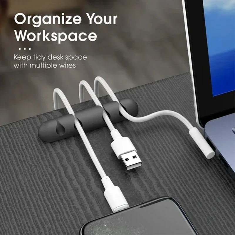 Silicone USB Cable Management Clips - Self-Adhesive Organizer for Mouse, Keyboard, Headset, and iPhone Cords