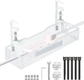 Under Desk Cable Management Tray - No-Drill Mesh Wire Organizer and Cable Management Rack (White)