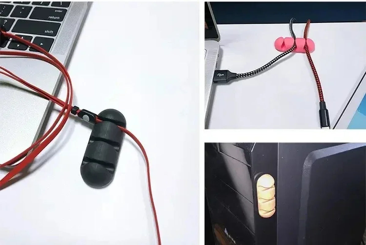 Silicone USB Cable Management Clips - Self-Adhesive Organizer for Mouse, Keyboard, Headset, and iPhone Cords